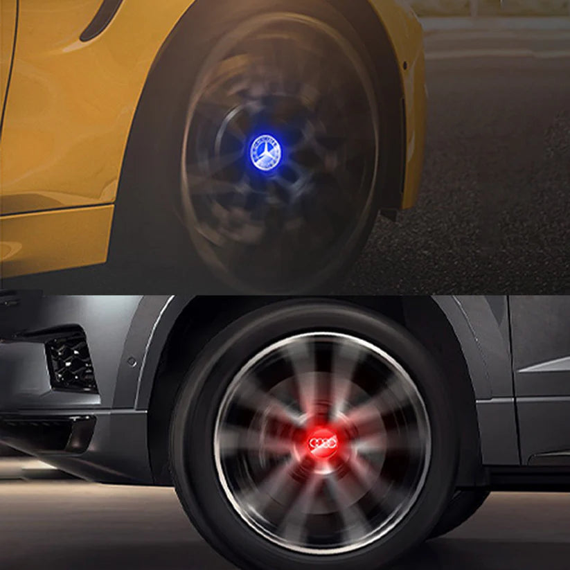 4 enjoliveurs de roue flottants à LED auto-alimentés