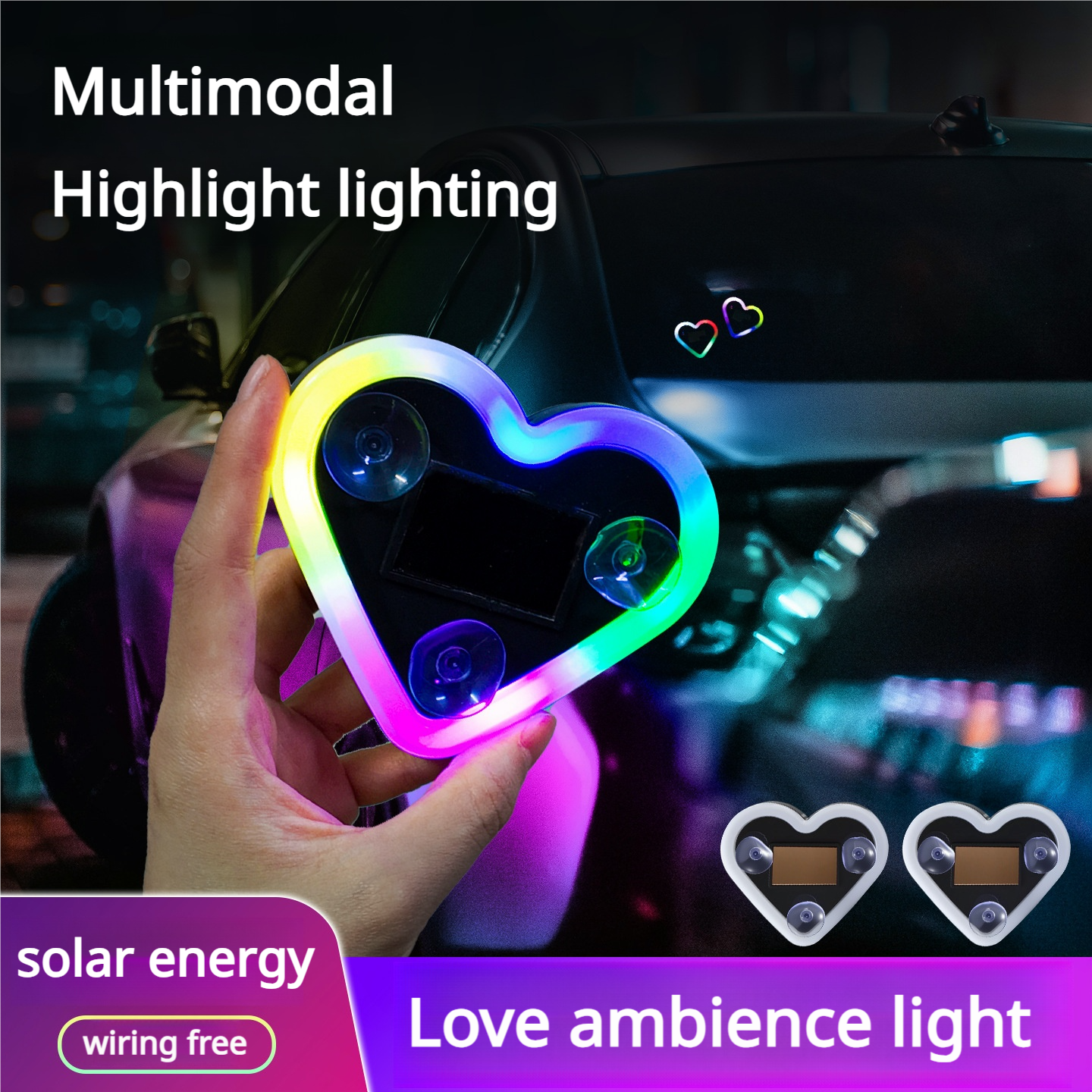 Heart Shape Car Triangle Window Ambient Light