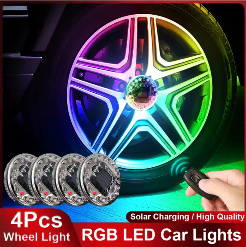 Éclairage de roue de voiture solaire RVB