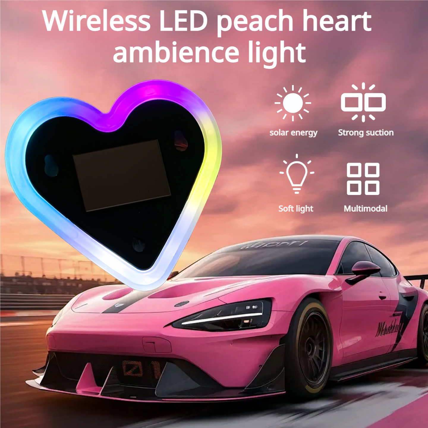 Heart Shape Car Triangle Window Ambient Light
