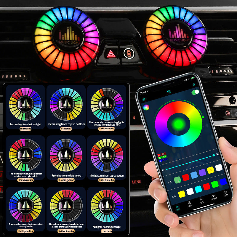 Car Air Vent Music Light, RGB Sound Activated LED Rhythm Ambient Lamp