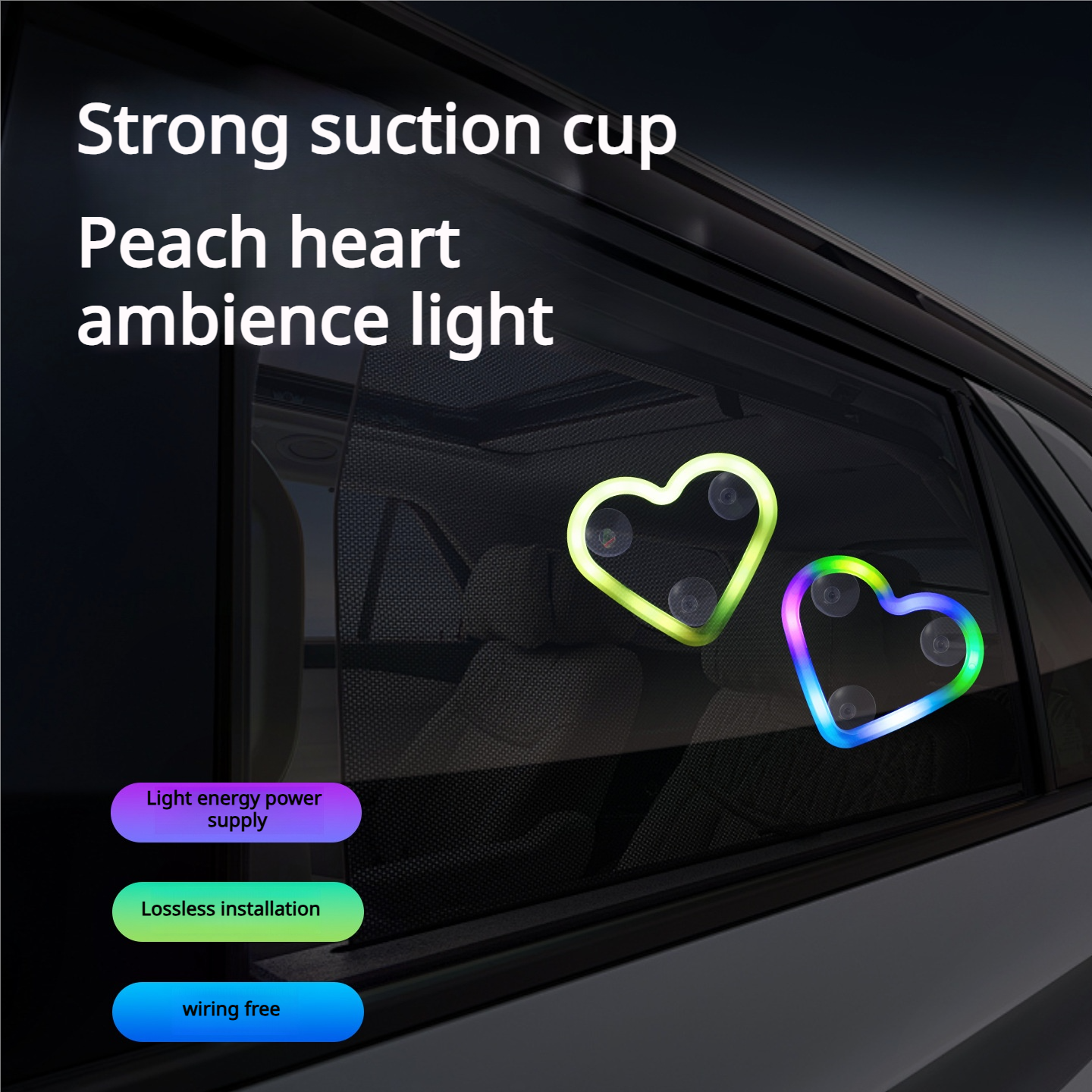 Heart Shape Car Triangle Window Ambient Light