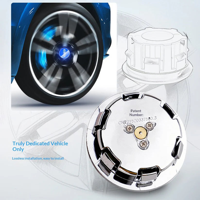 4 enjoliveurs de roue flottants à LED auto-alimentés