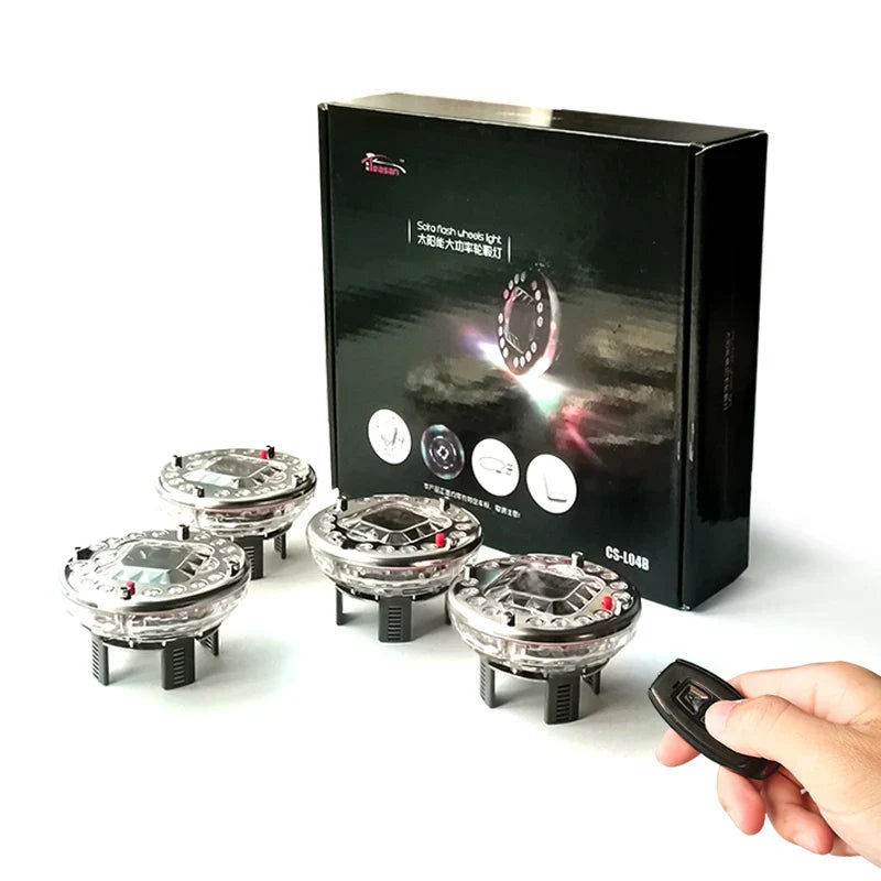 Éclairage de roue de voiture solaire RVB